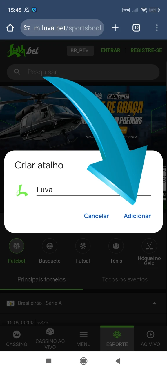 Instale o aplicativo Luvabet no Android.