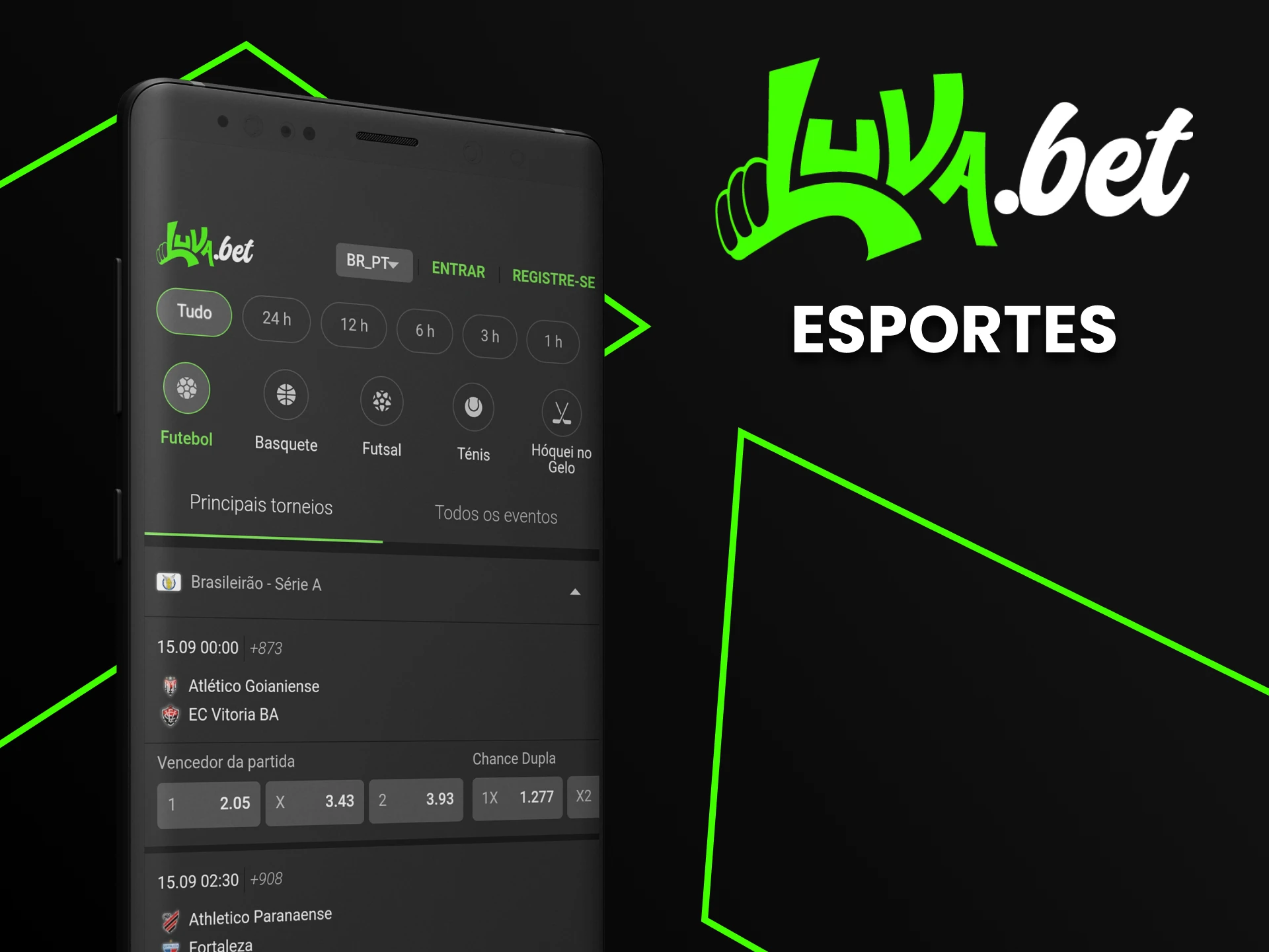 Visite a seção de esportes do aplicativo Luvabet.