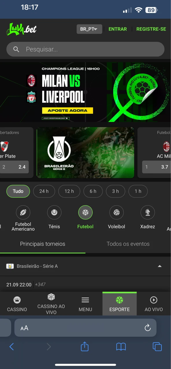 Visite o site para instalar o aplicativo Luvabet no iOS.