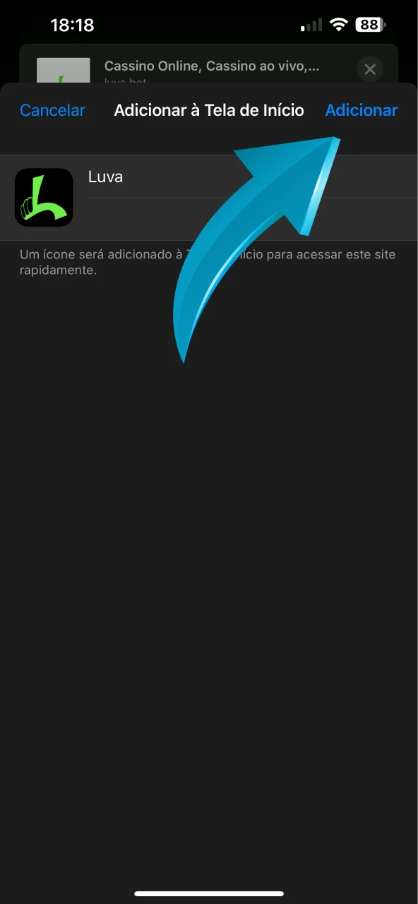 Dê o nome do aplicativo para instalar o Luvabet no iOS.