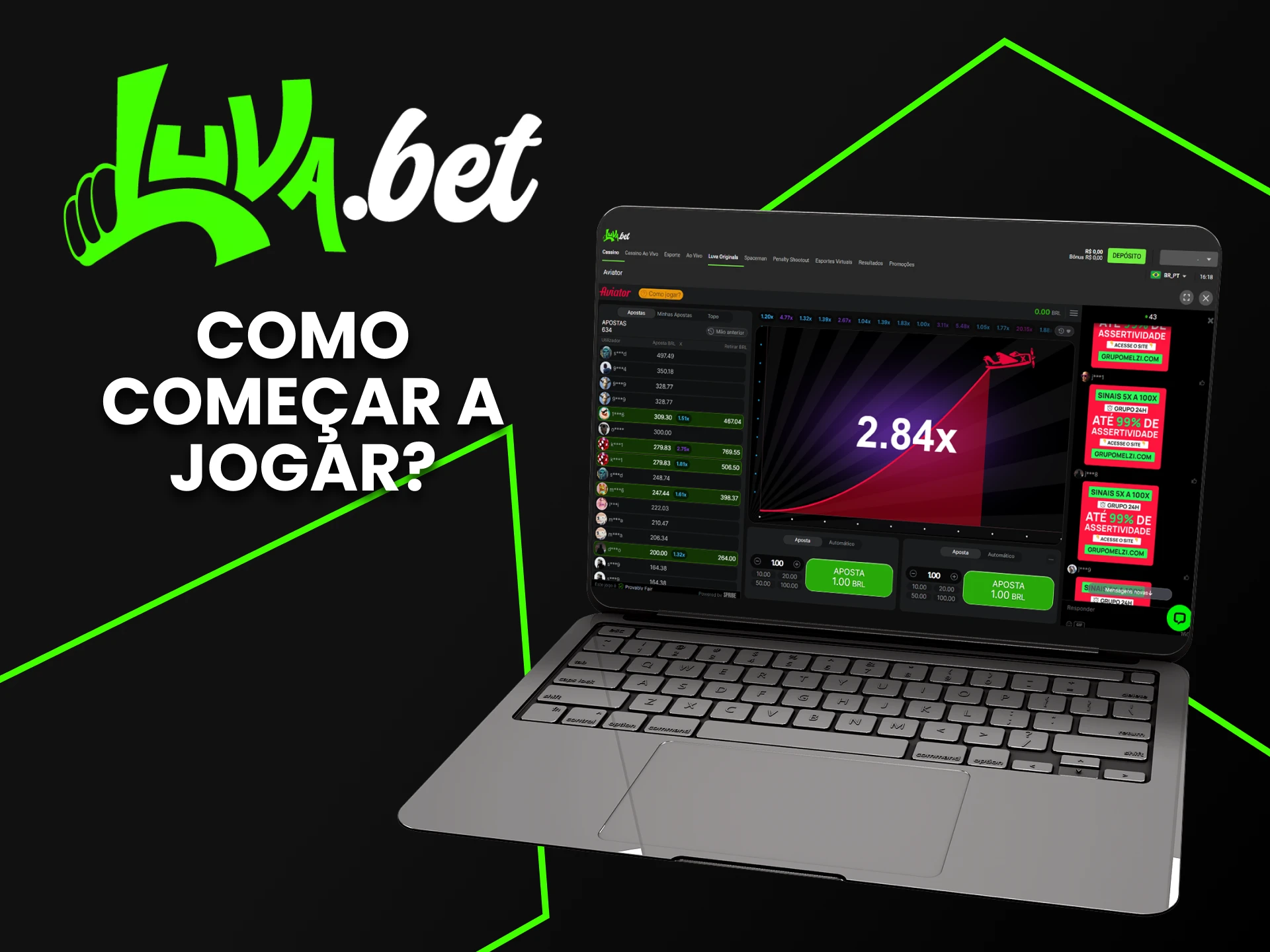 Mostraremos como começar a jogar Aviator na Luvabet.