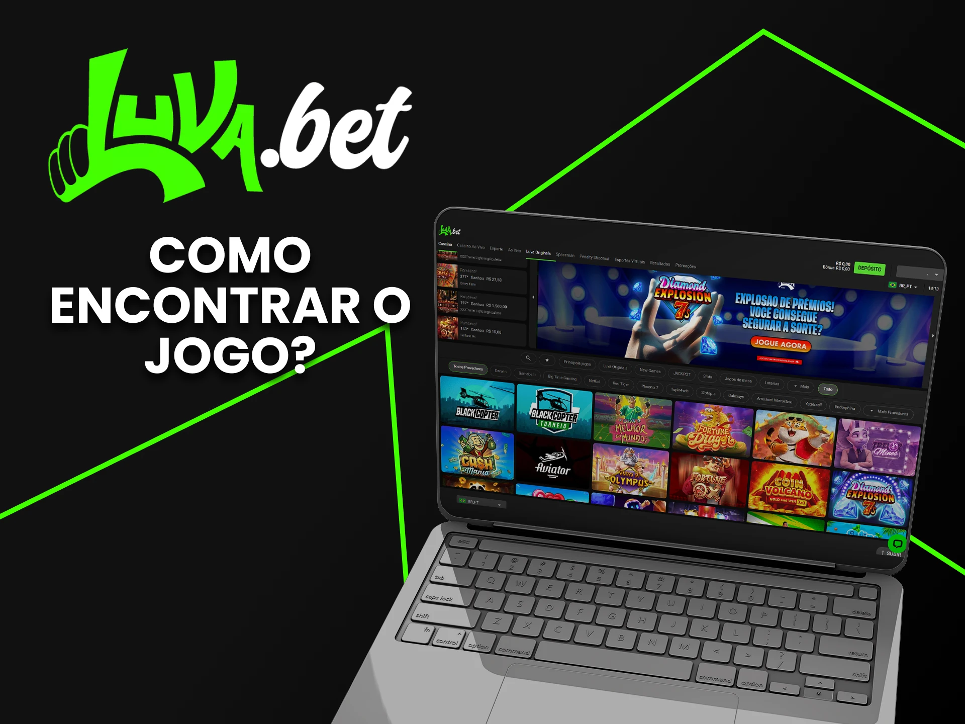 Vá para a seção do cassino para jogar Aviator na Luvabet.