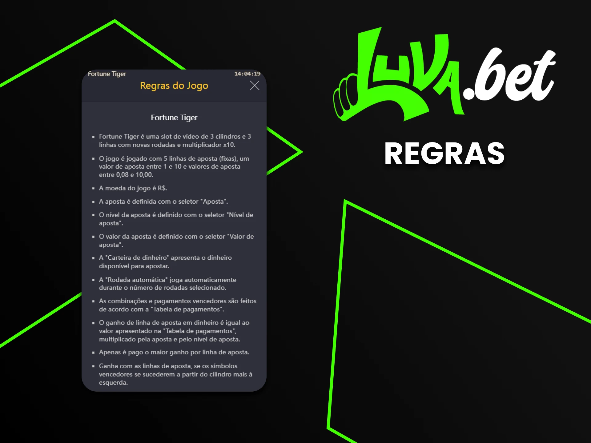 Aprenda as regras do jogo Fortune Tiger na Luvabet.