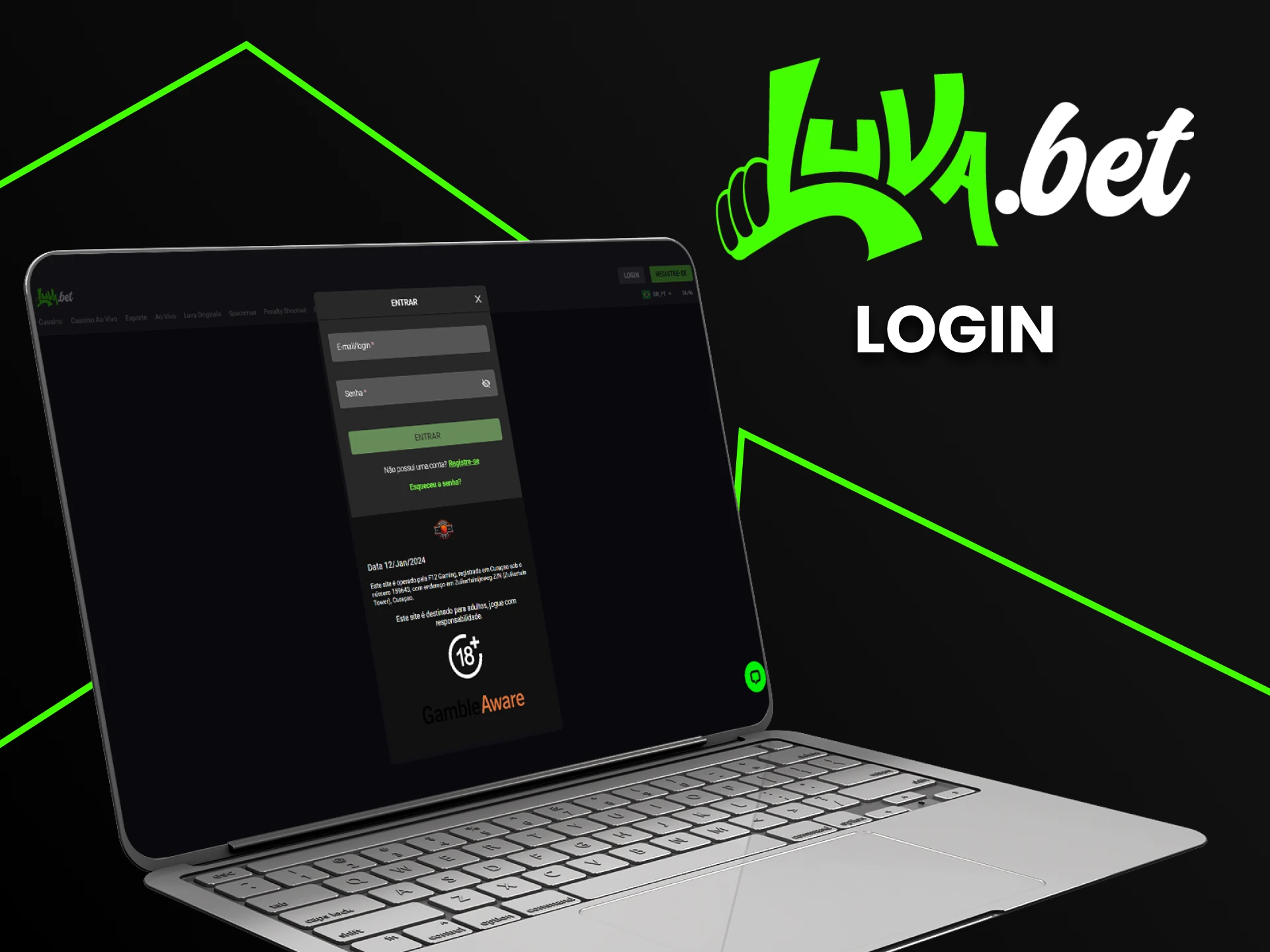 Faça login em sua conta Luvabet pessoal.