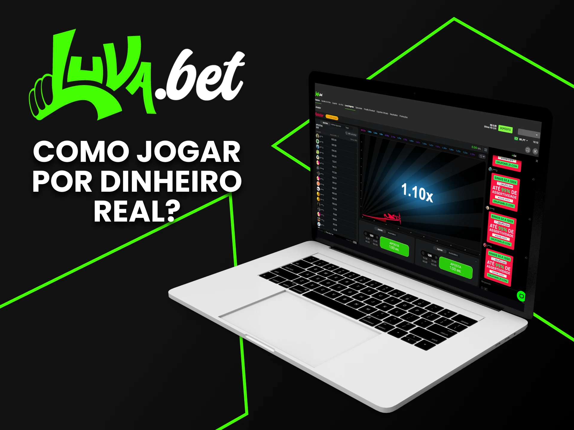 Você pode jogar no cassino da Luvabet com dinheiro real.