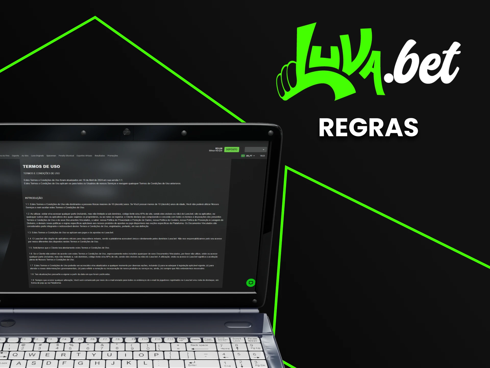 Leia os termos de uso no site da Luvabet.