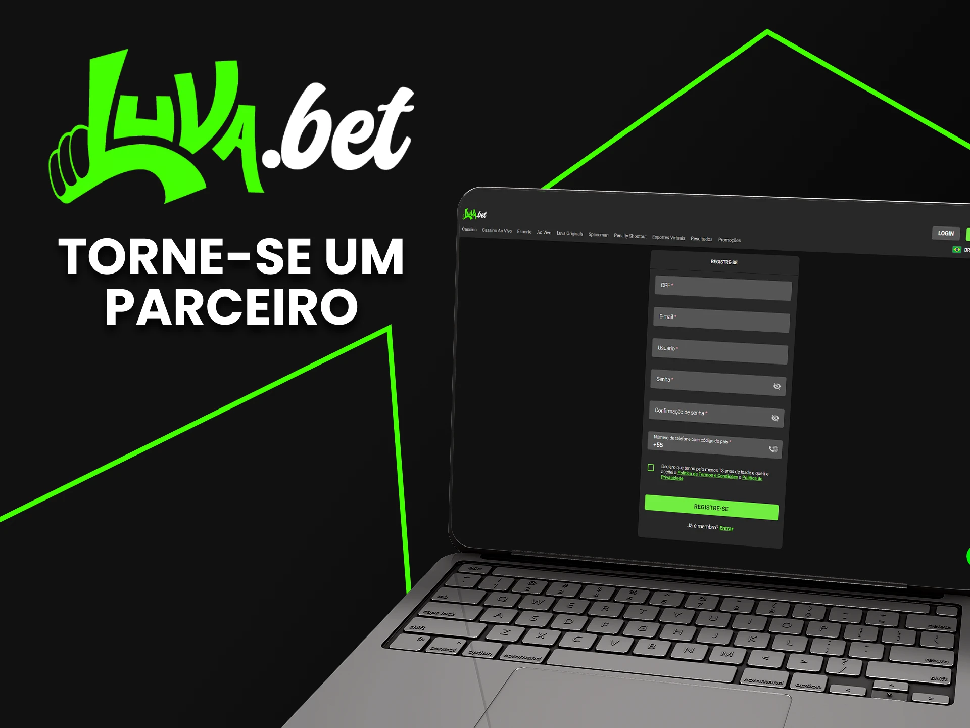 Registre-se para se tornar um membro do programa de afiliados Luvabet.