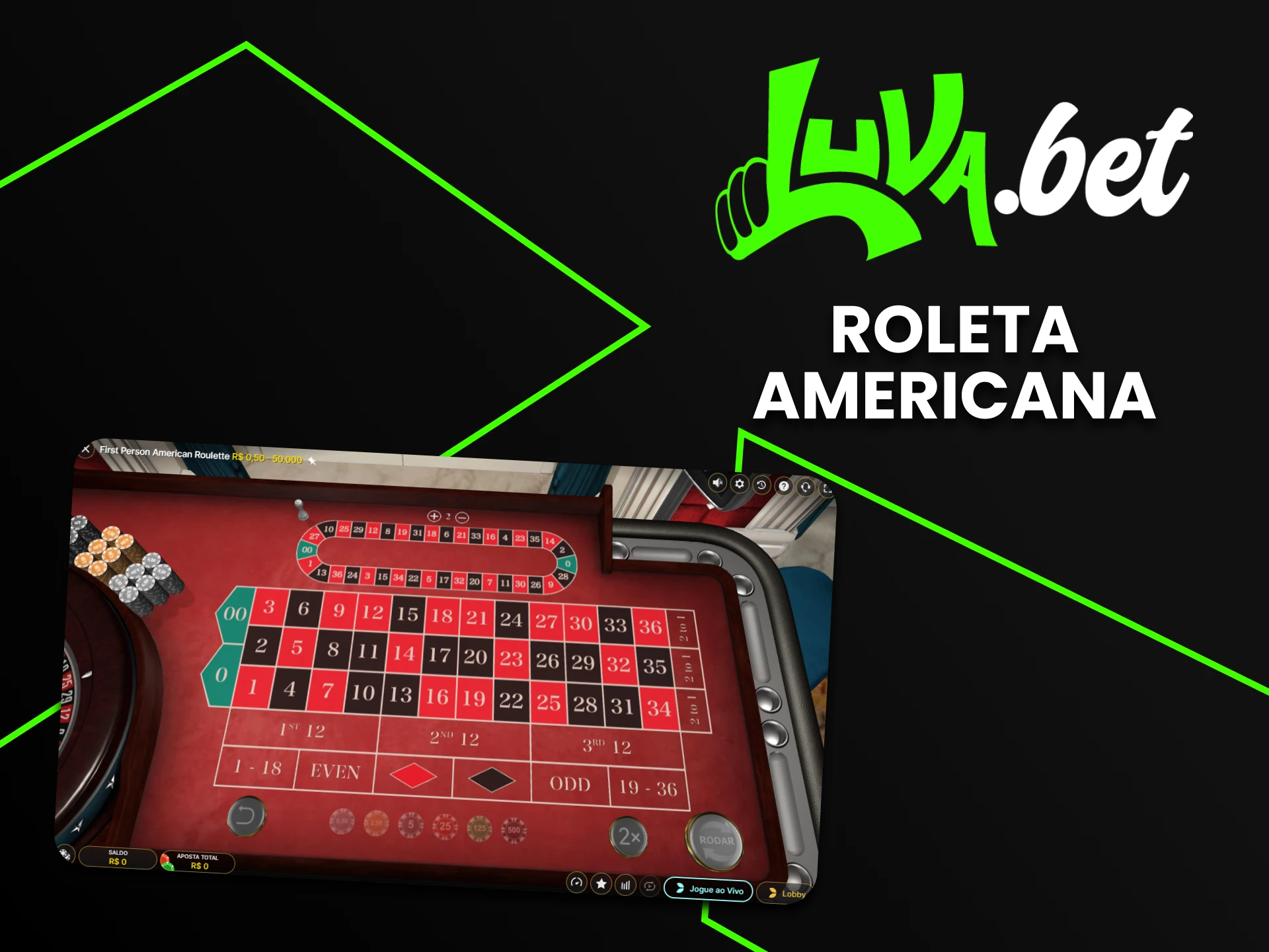 Para jogar na Luvabet, escolha Roleta Americana.