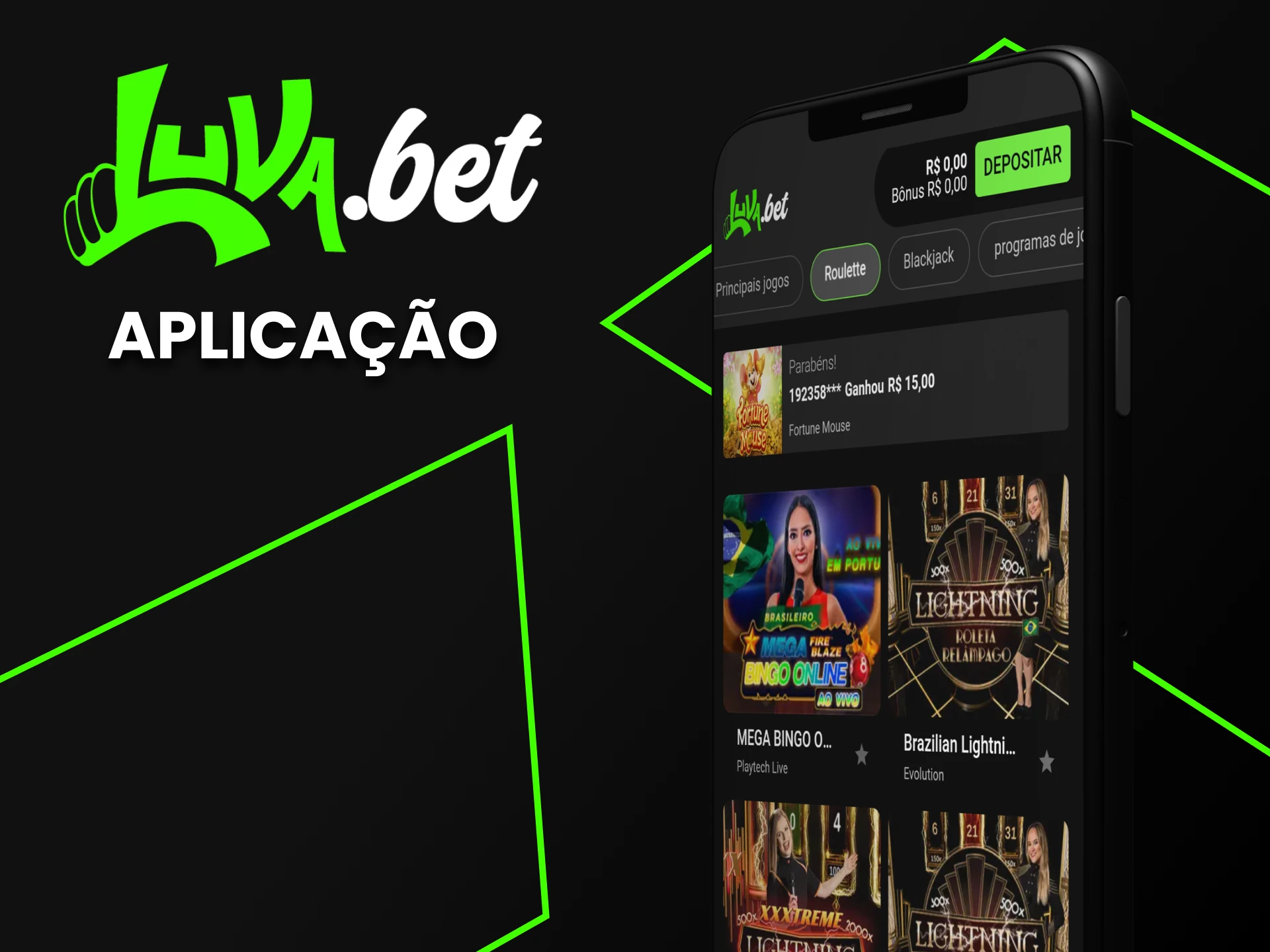 Você pode jogar roleta usando o aplicativo Luvabet.