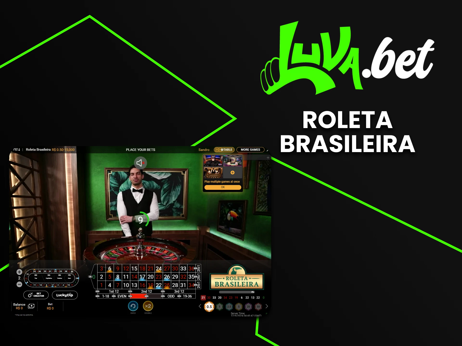 Para jogar na Luvabet, escolha Roleta Brasileira.