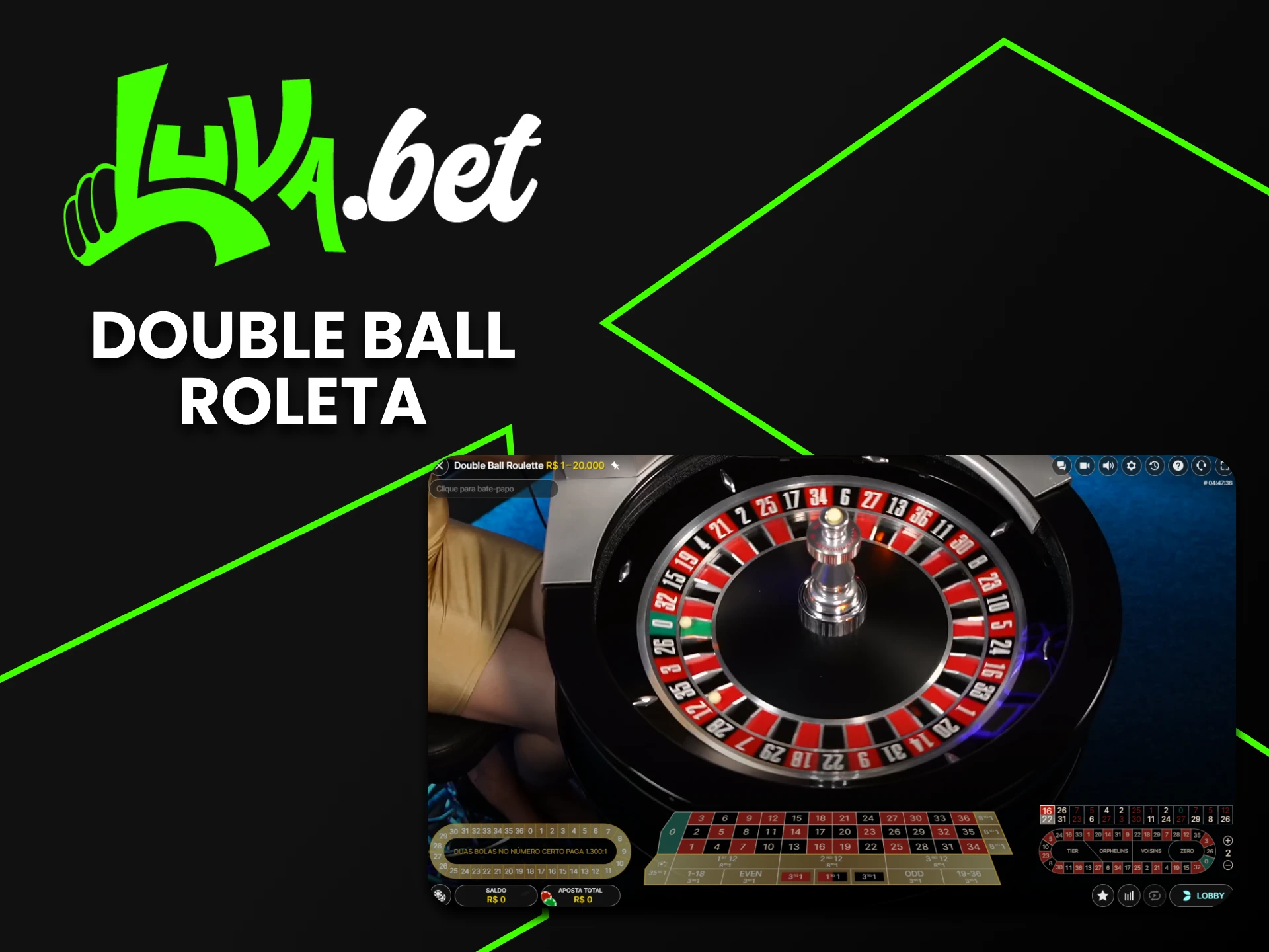 Para jogos de cassino na Luvabet, escolha a double ball roleta.